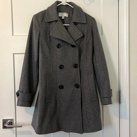 Anne Klein long pea coat XS gray - Picture 1 of 4